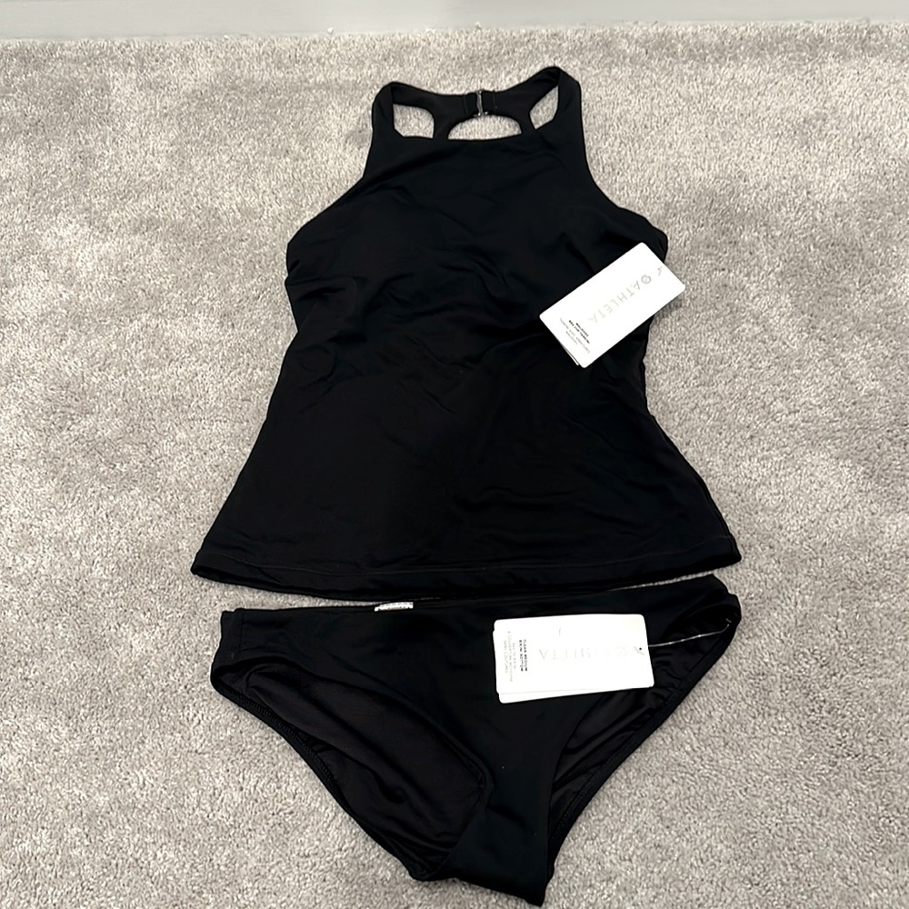 Athleta Maldives High Neck Tankini Swim Top 34BC and Medium Bottom